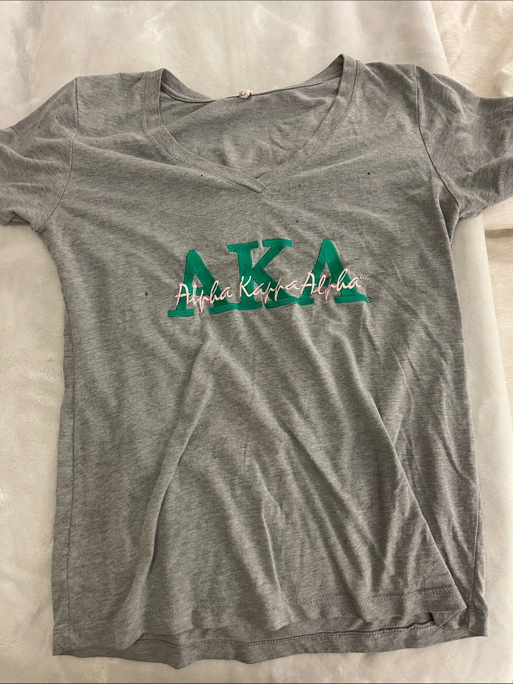 Alpha Kappa Alpha Gray Tee with Green Letters